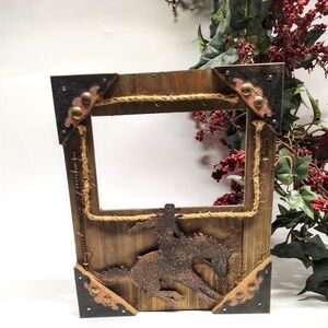 Vintage Cowboy Riding Bucking Horse Picture Frame